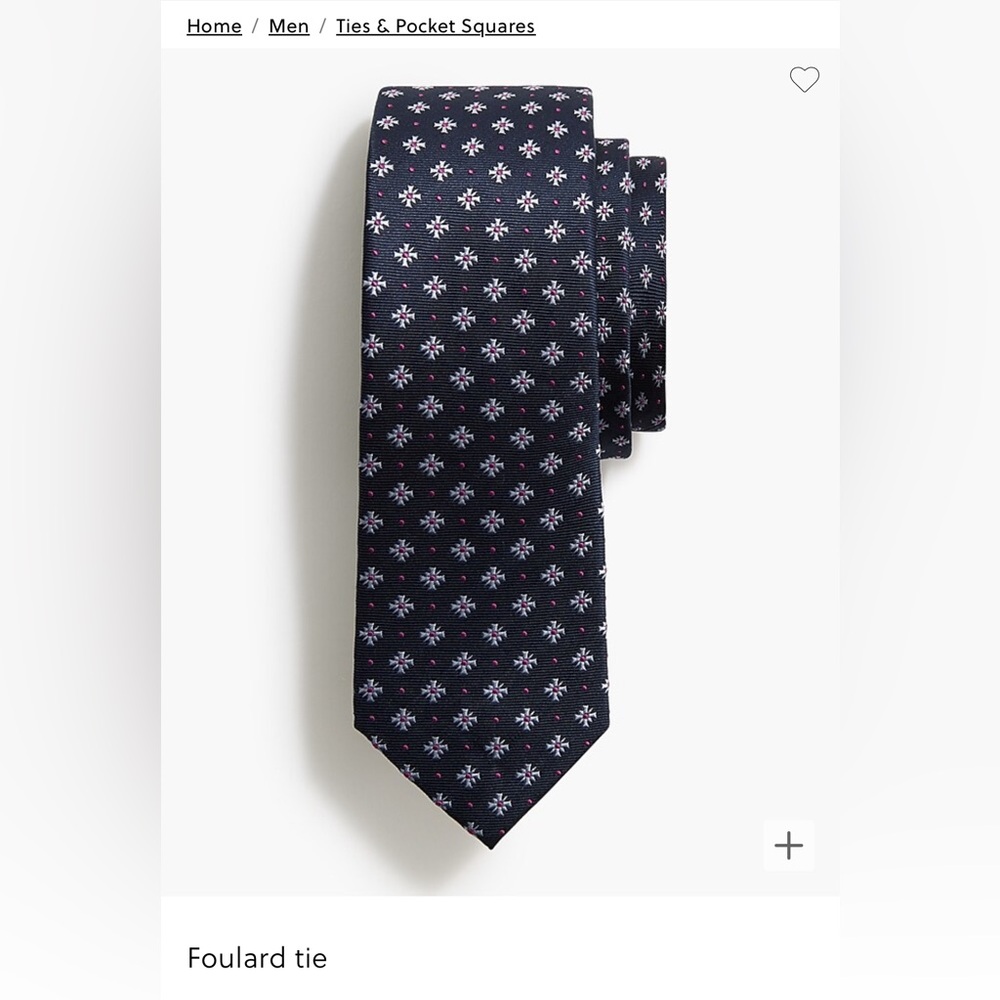 J Crew 100% Silk Foulard Neck Tie. New with tag.